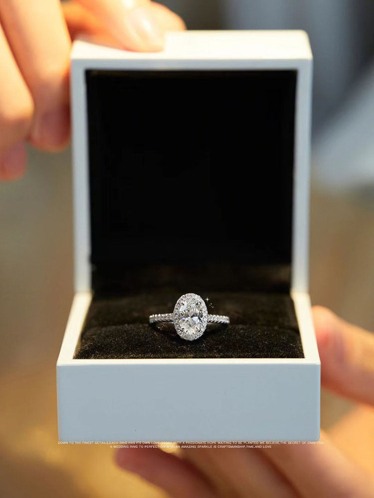 Bague ovale en Zircon incrusté de Micro Moissanite pour femme, à la mode