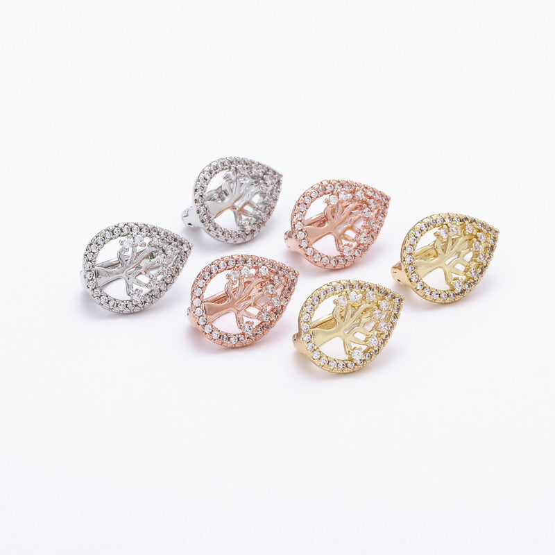 Boucles d'oreilles créatives en cuivre cloutées de zircon