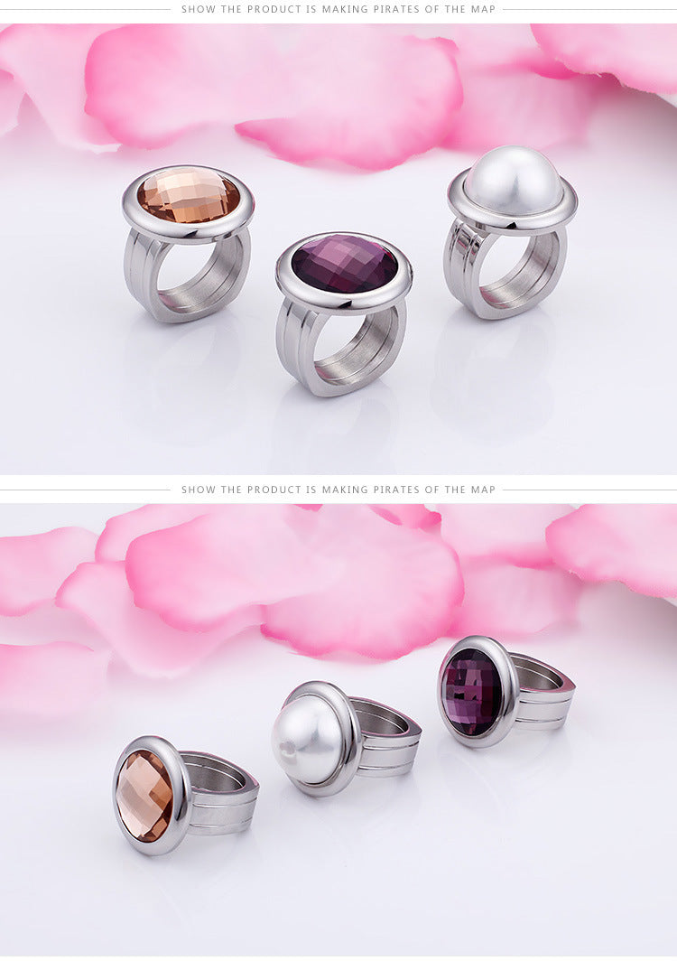 European And American Style Stainless Steel Women's Titanium Steel Ring