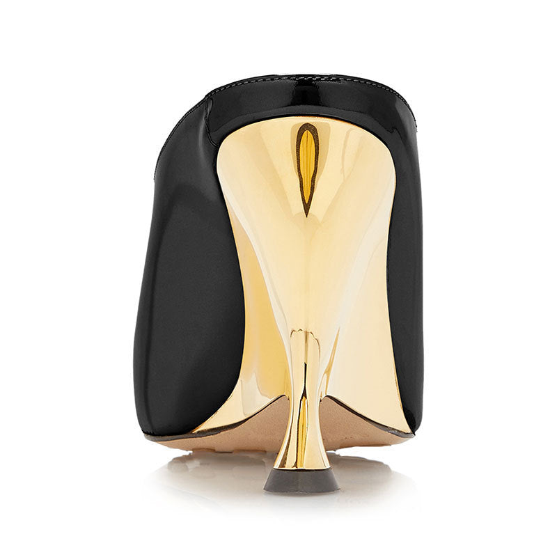 Chaussures à talons hauts et compensés épais en cuir verni à bouche moyenne en métal pour femmes, chaussures de grande taille