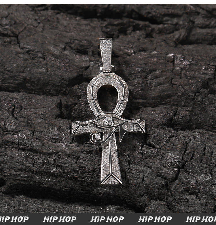 Oeil d'Horus Anhe croix cuivre incrusté Zircon Vintage à la mode Unique collier