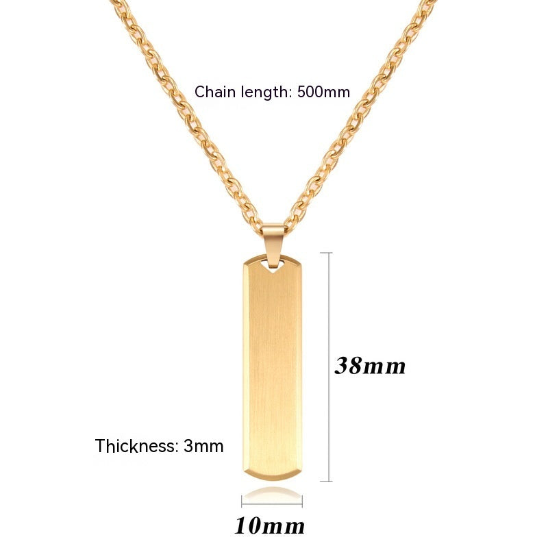 Simple Pendant Stainless Steel Nameplate Necklace Accessories