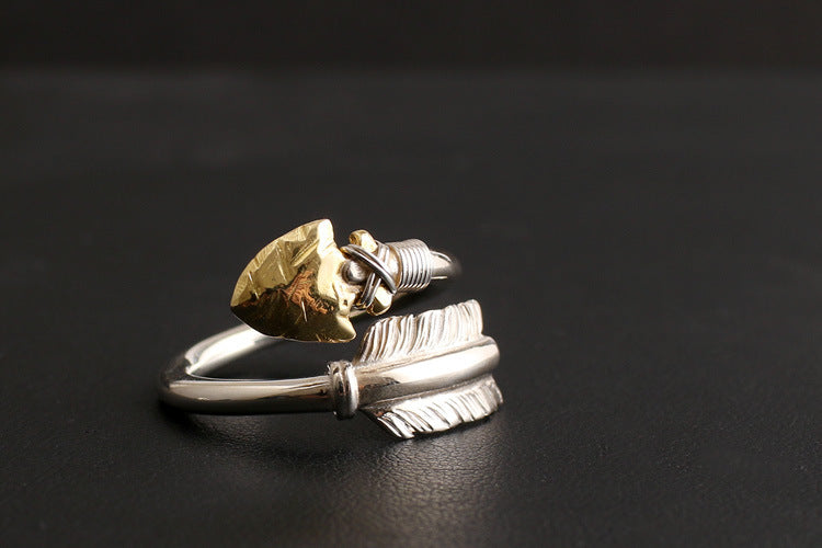 925 Thai Silver Bow And Arrow Ring Personality Fashion