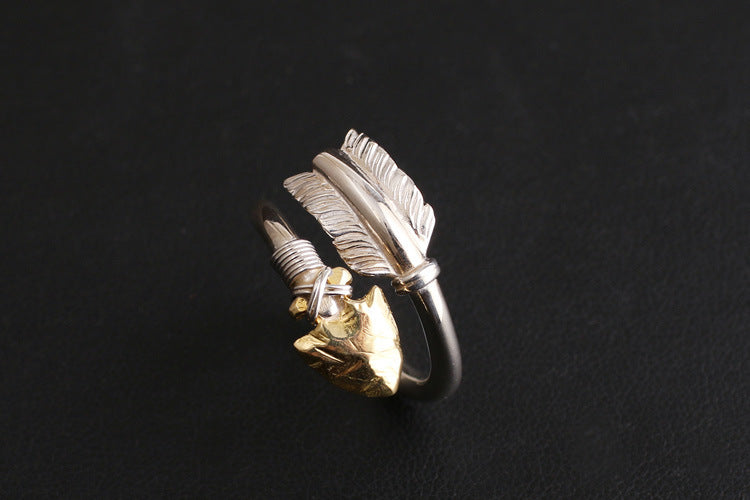 925 Thai Silver Bow And Arrow Ring Personality Fashion