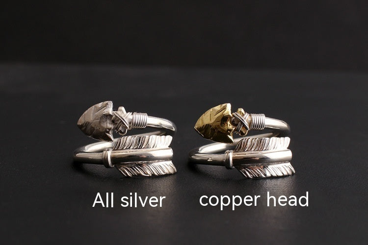 925 Thai Silver Bow And Arrow Ring Personality Fashion
