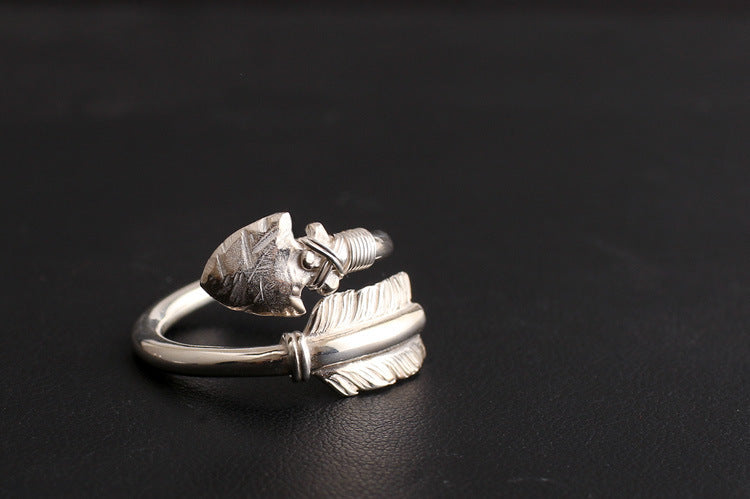 925 Thai Silver Bow And Arrow Ring Personality Fashion