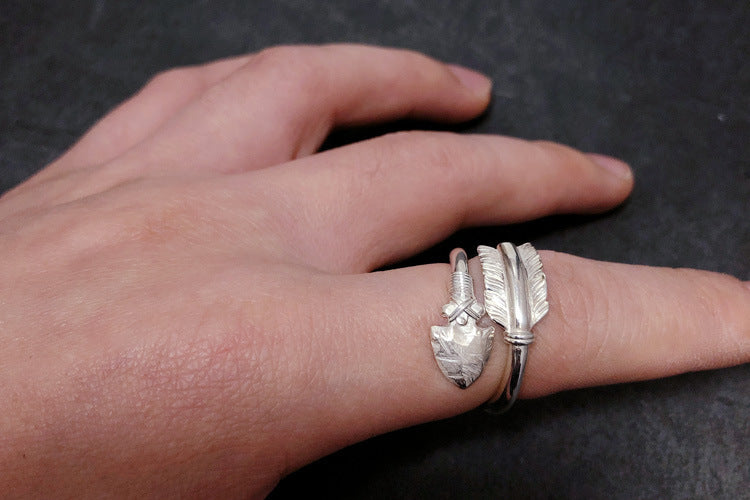 925 Thai Silver Bow And Arrow Ring Personality Fashion