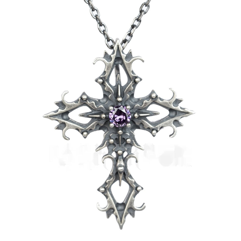 Pendentif croix de style sombre en argent sterling entier