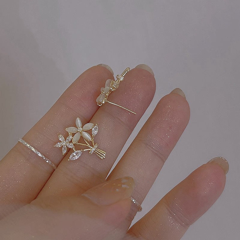 Opal Bridal Bouquet Stud Earrings For Women