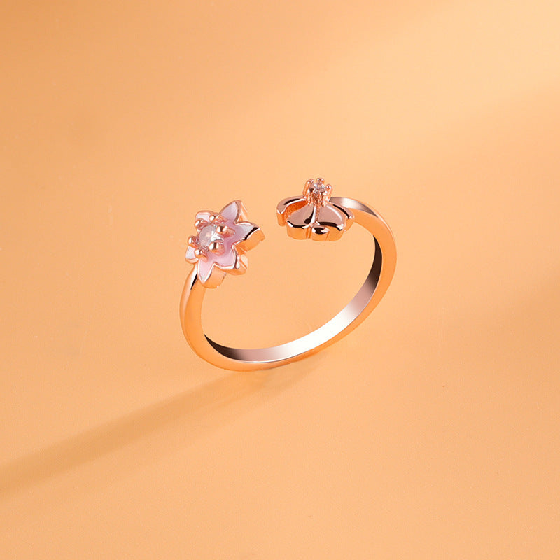 Bague Sakura de Style coréen pour femmes, jolie fantaisie féerique d'automne et d'hiver