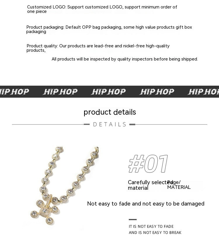 Collier en cuivre incrusté de diamants de Zircon, pendentif d'ornement de rue Cool à la mode