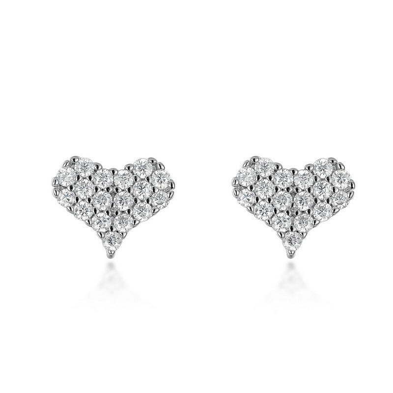 Boucles d'oreilles à tige en Moissanite brillante incrustée de cœur, argent S925