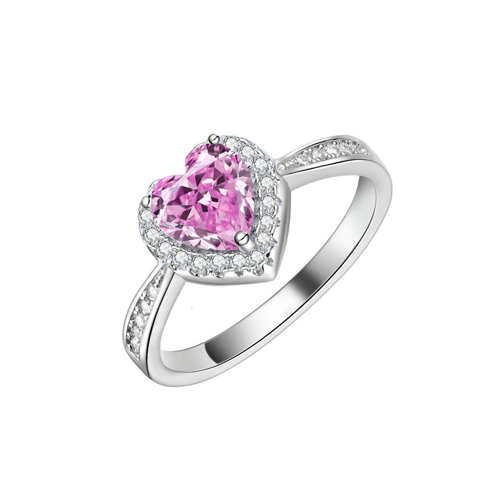 6mm Heart-shaped Yellow Diamond Ring Female 925 Silver