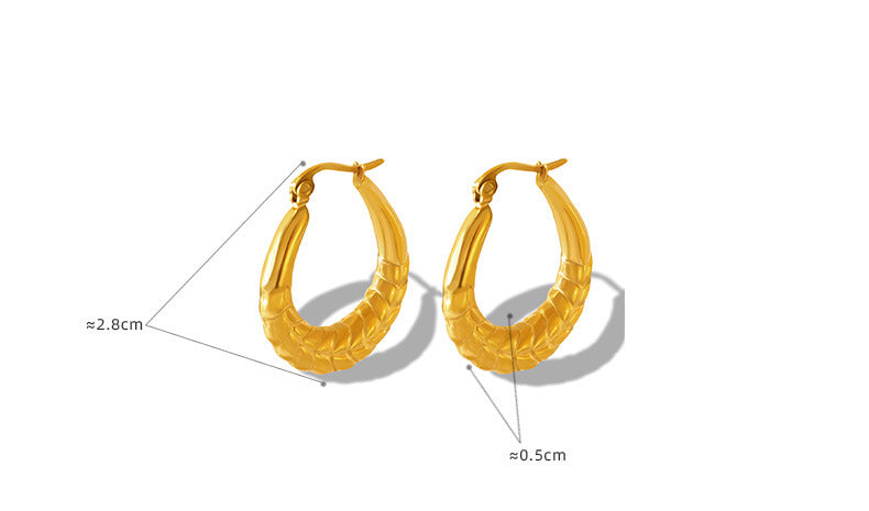 Boucles d'oreilles de blé en forme de U plaquées or, Style unisexe, grâce géométrique raffinée, en acier titane