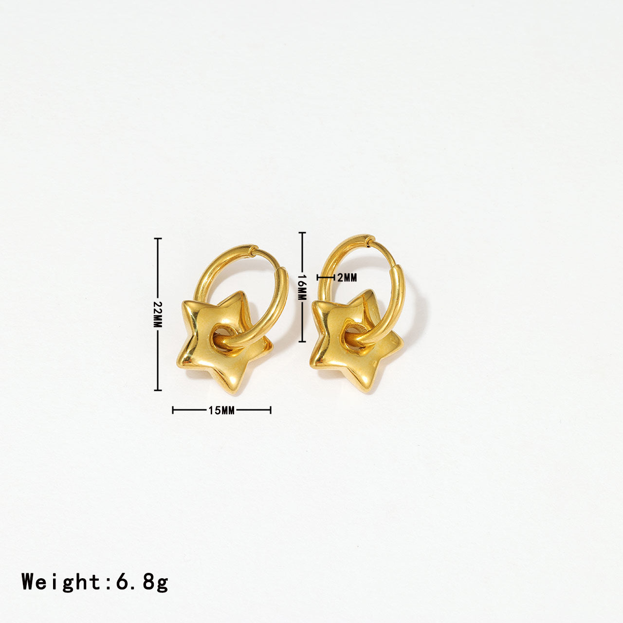 Boucles d'oreilles étoiles en acier titane assorties à la mode