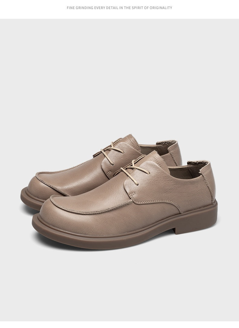 Zapatos de cuero con cordones de cabeza grande Zapatos de cuero casuales de estilo británico de cuero suave