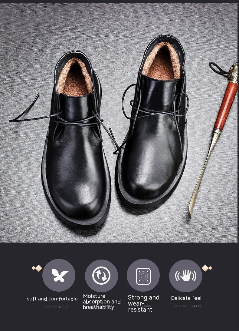 Martin Shoes Botas de hombre de caña media con parte inferior gruesa de cuero con cordones y parte inferior suave