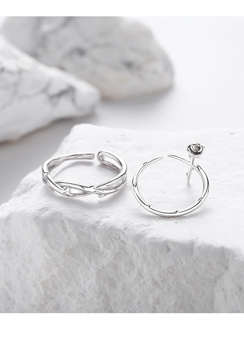 Thorn Rose Couple Creative Simple Design Ins Couple Anneaux