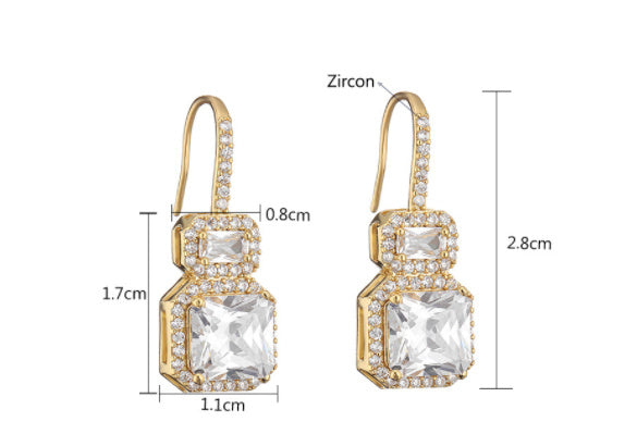 Boucles d'oreilles en Zircon carré géométrique avec Micro incrustation de mode pour femmes