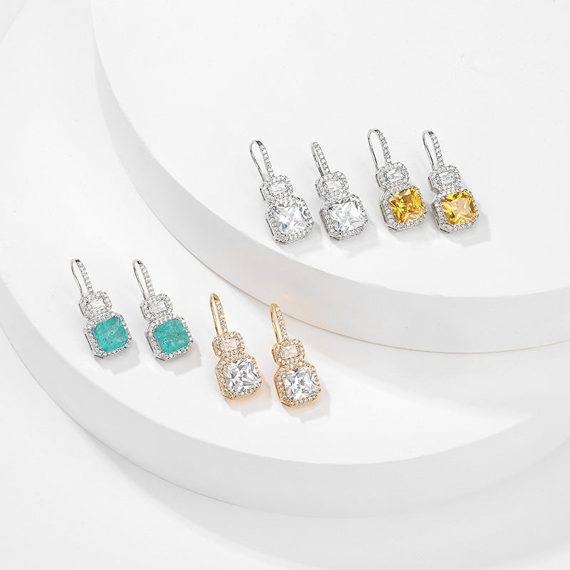 Boucles d'oreilles en Zircon carré géométrique avec Micro incrustation de mode pour femmes