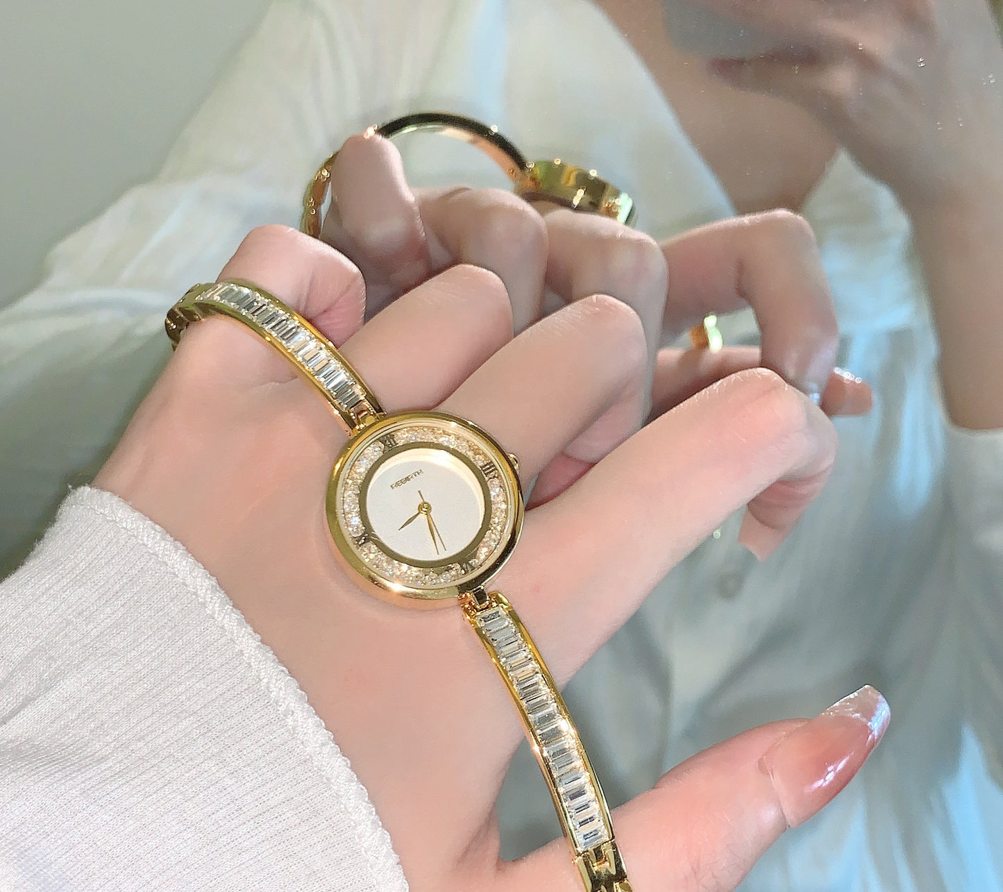 Reloj de aleación con pulsera de diamantes para mujer