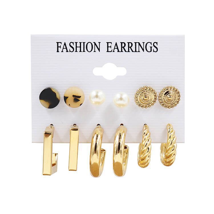 Ensemble de boucles d'oreilles en forme de C en métal à géométrie exagérée pour femmes