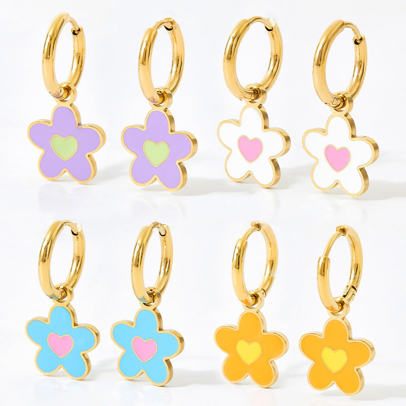 Boucles d'oreilles collier huile colorée en alliage pour femmes