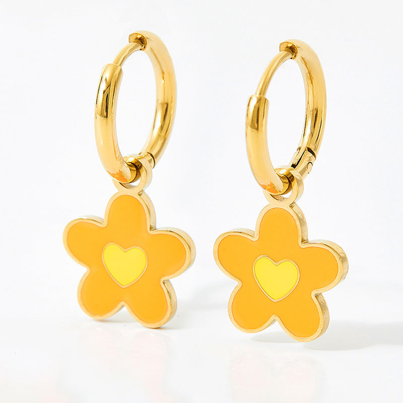 Boucles d'oreilles collier huile colorée en alliage pour femmes