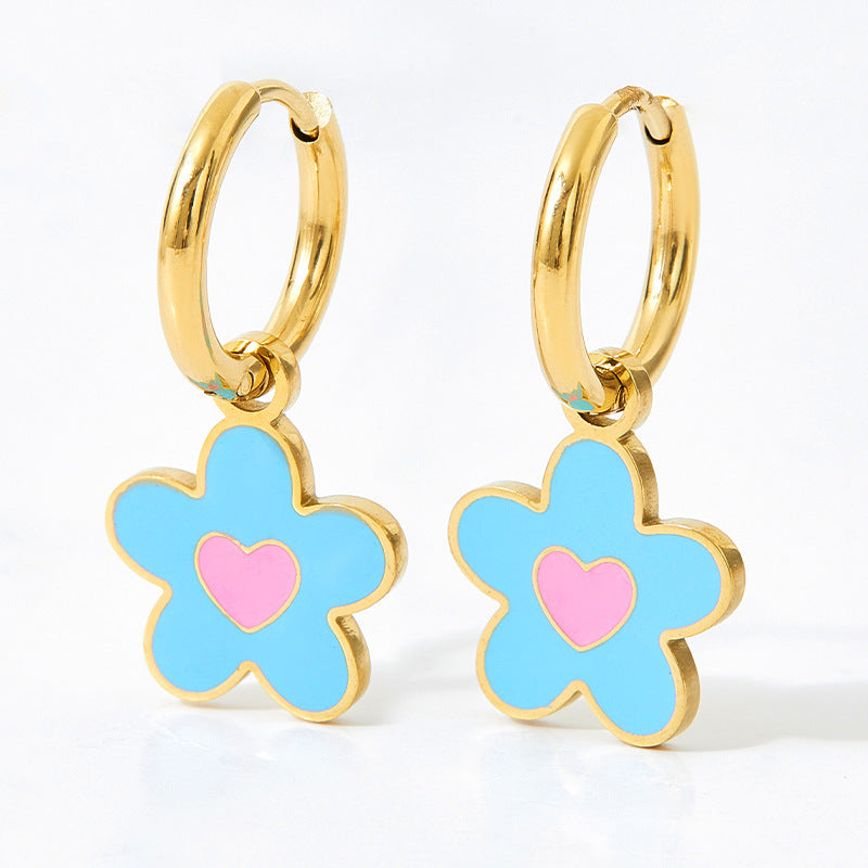 Boucles d'oreilles collier huile colorée en alliage pour femmes