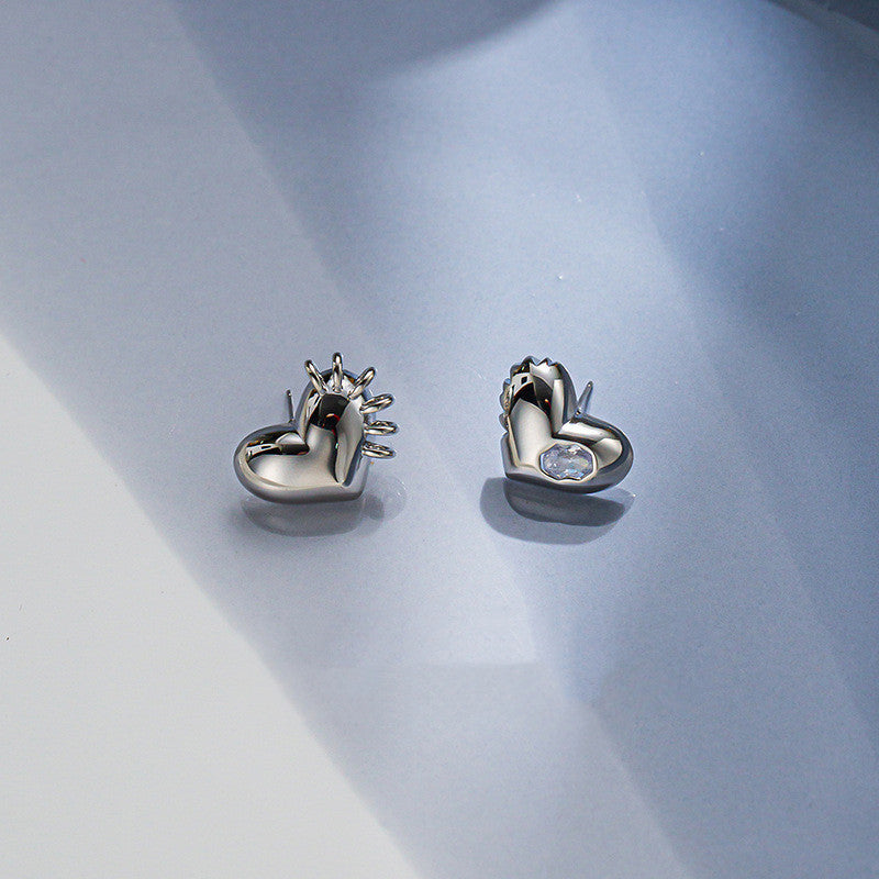 Pendientes Corazón Irregular Aguja de Plata 925