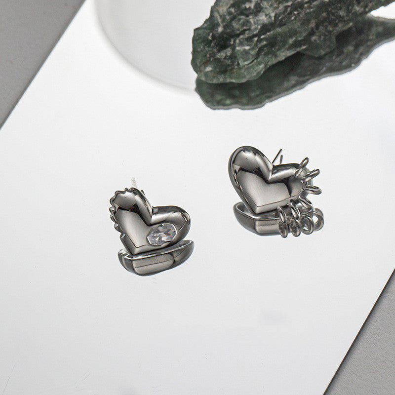Pendientes Corazón Irregular Aguja de Plata 925