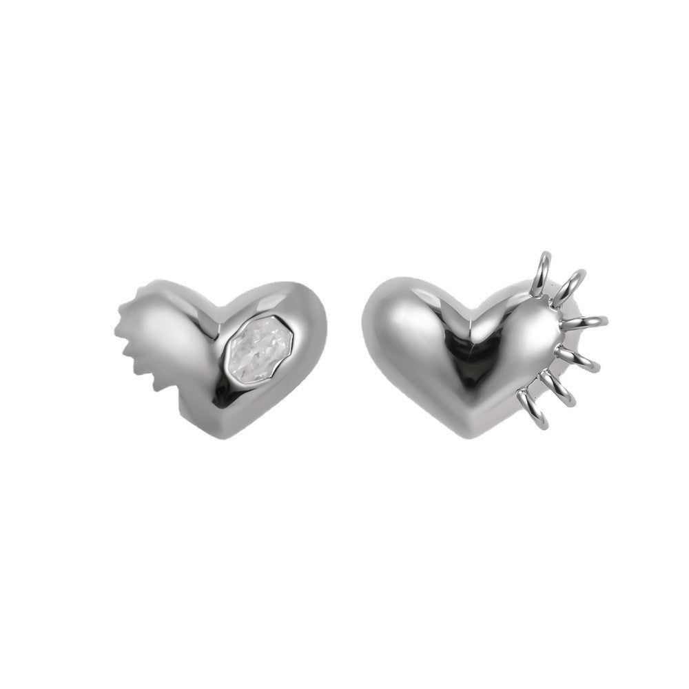 Pendientes Corazón Irregular Aguja de Plata 925