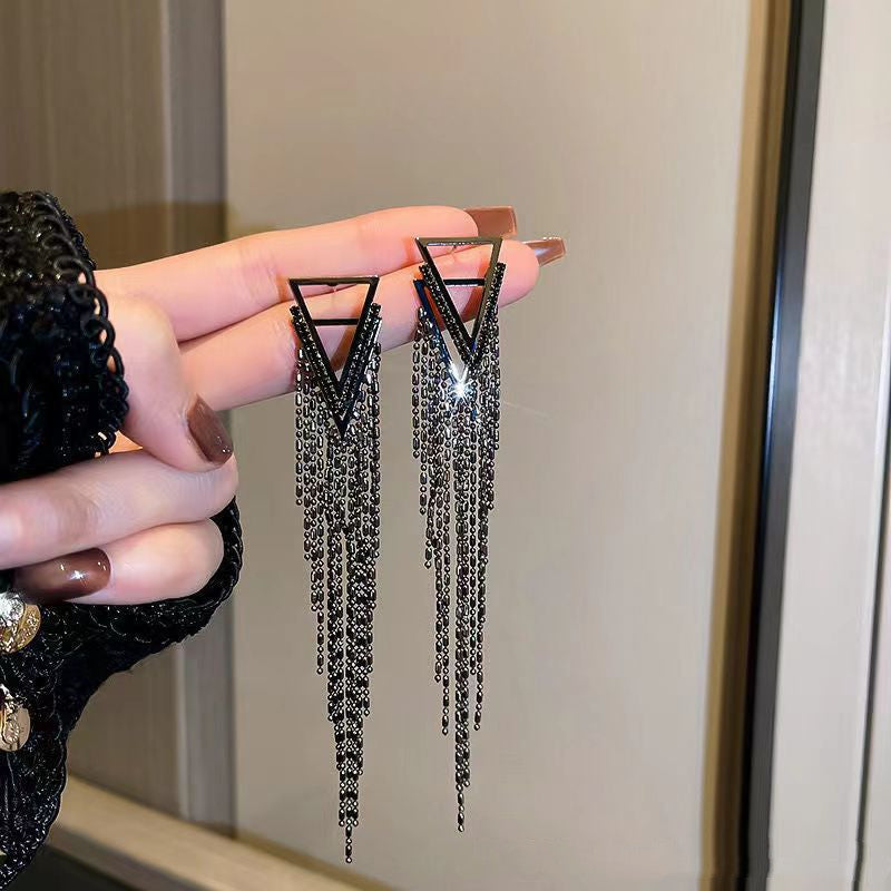 Women's Exaggerated Tassel Triangle Earrings