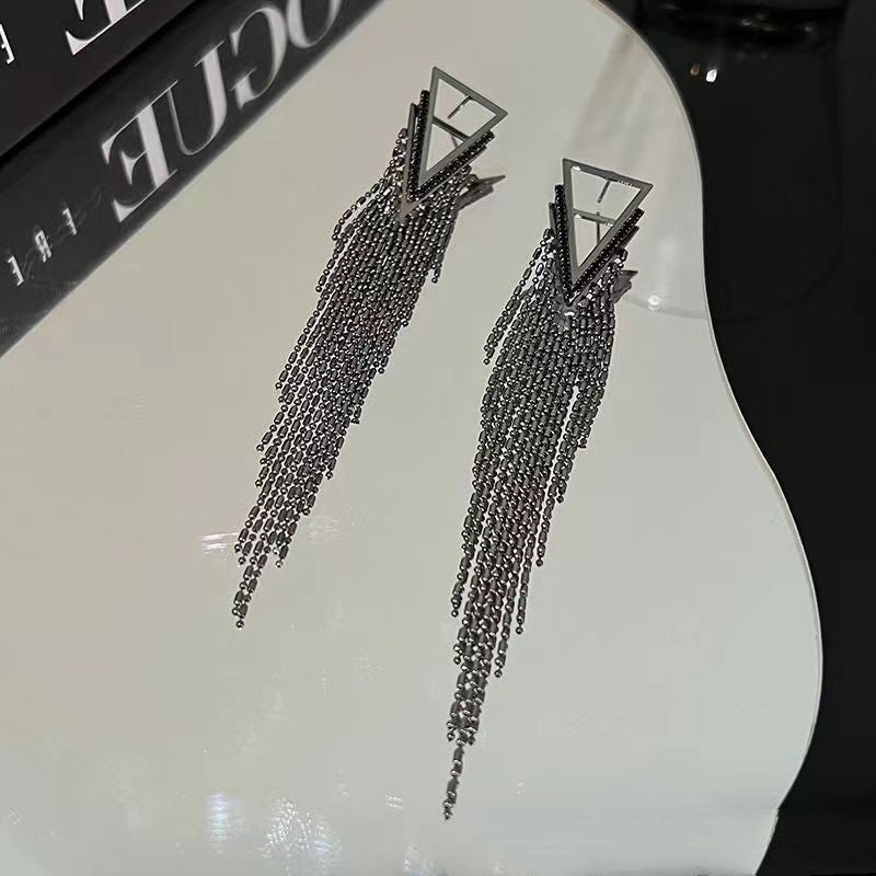Women's Exaggerated Tassel Triangle Earrings