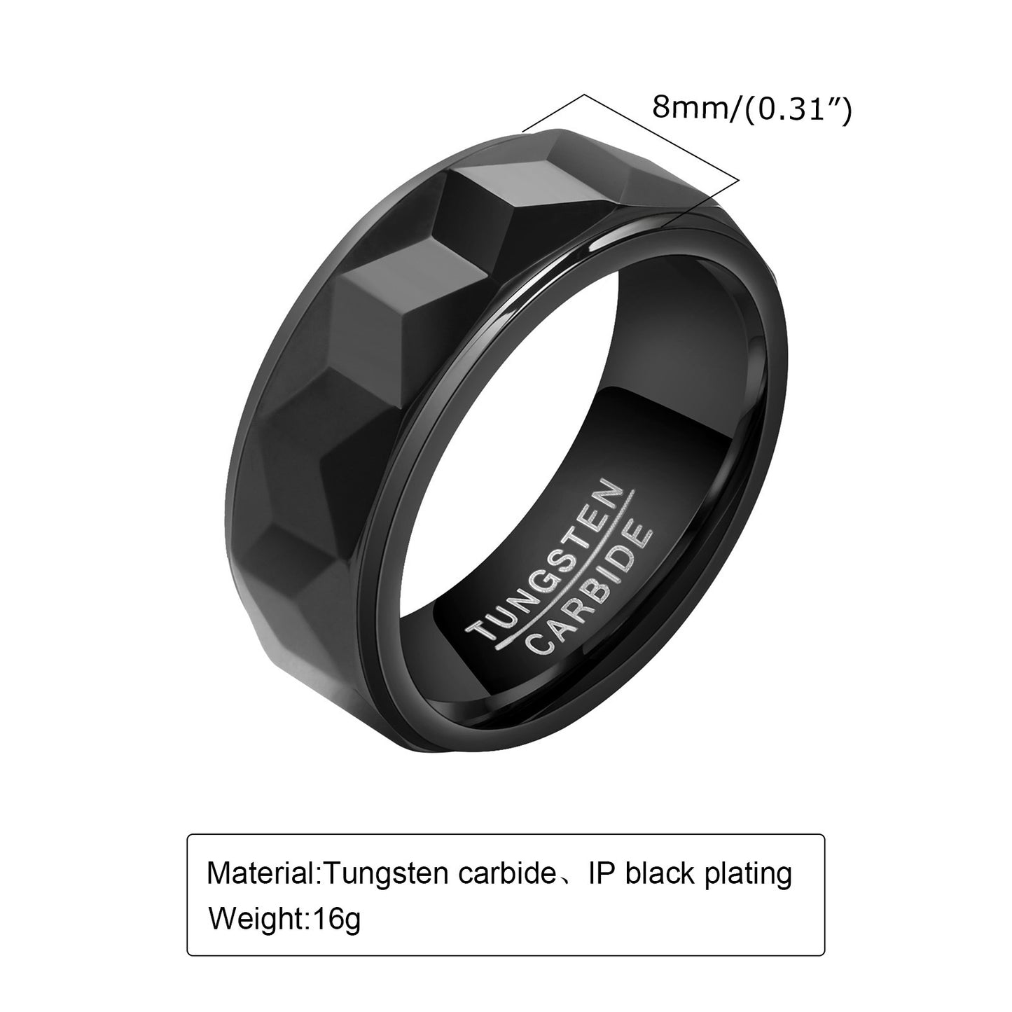 Conception de bijoux de bague en or en acier tungstène