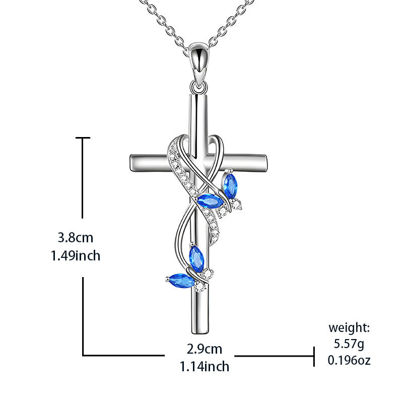 Collier Femme Elégant Pendentif Croix Papillon