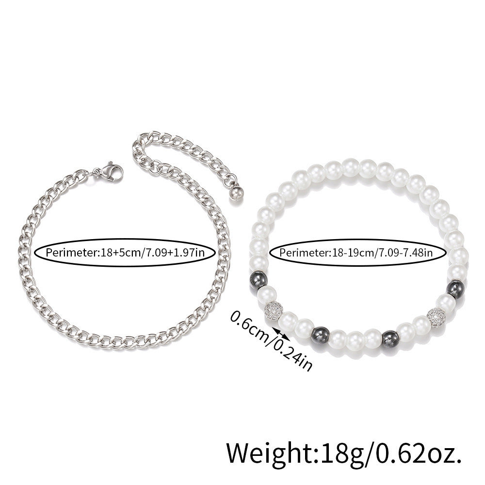 Costume de bracelet de perles de zircon pour hommes