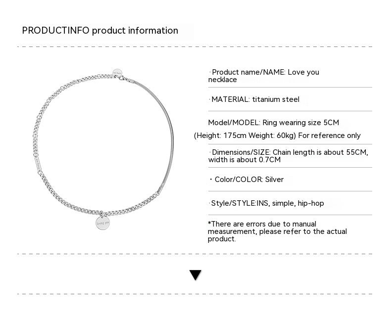 Collier en acier titane pour hommes de style coréen Ins