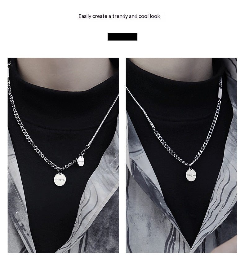 Collier en acier titane pour hommes de style coréen Ins