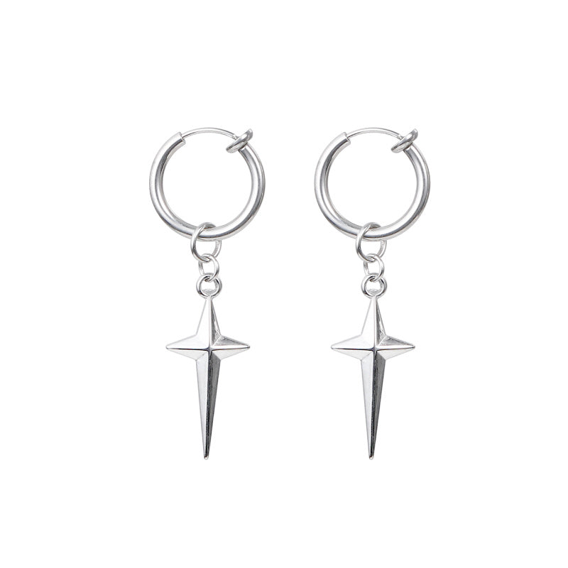 Cool Style Special-interest Design Personality Four Eight-pointed Stars Ring Earrings