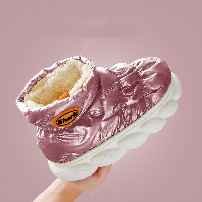 Pantoufles montantes en coton imperméables en tissu