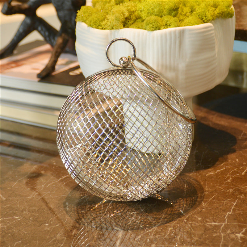 Women's Metal Hollow Spherical Dinner Bag