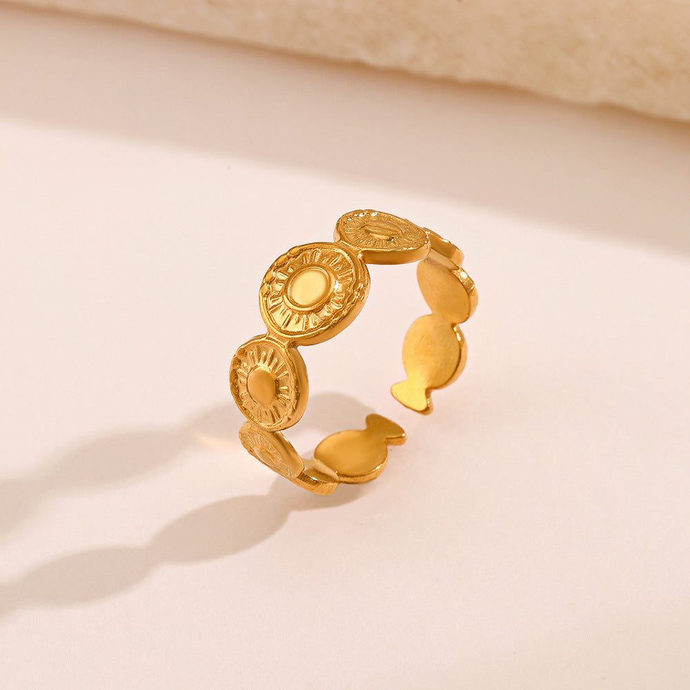 Geometric Round Opening Adjustable Ring