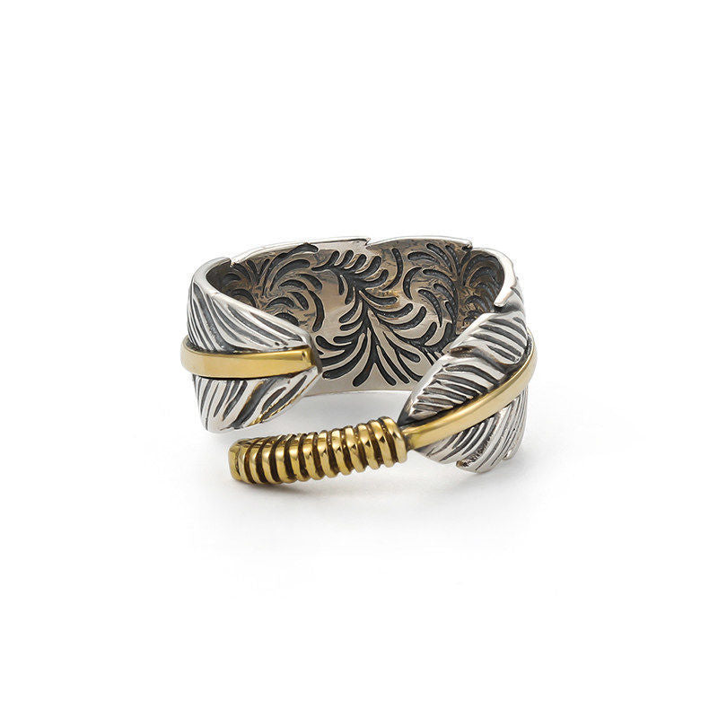 Bague en plumes pour hommes, rétro, tendance, assortie avec tout, Design d'intérêt spécial