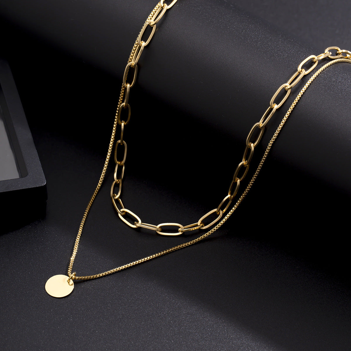 European Hip Hop Personality Wafer Pendant Necklace
