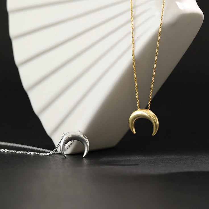 Collier en argent Sterling 925 de Style coréen, collier de lune Simple et assorti avec tout