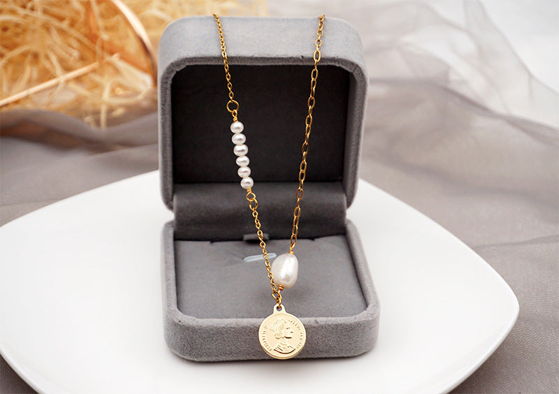 Cadena de clavícula con perlas de personalidad para mujer