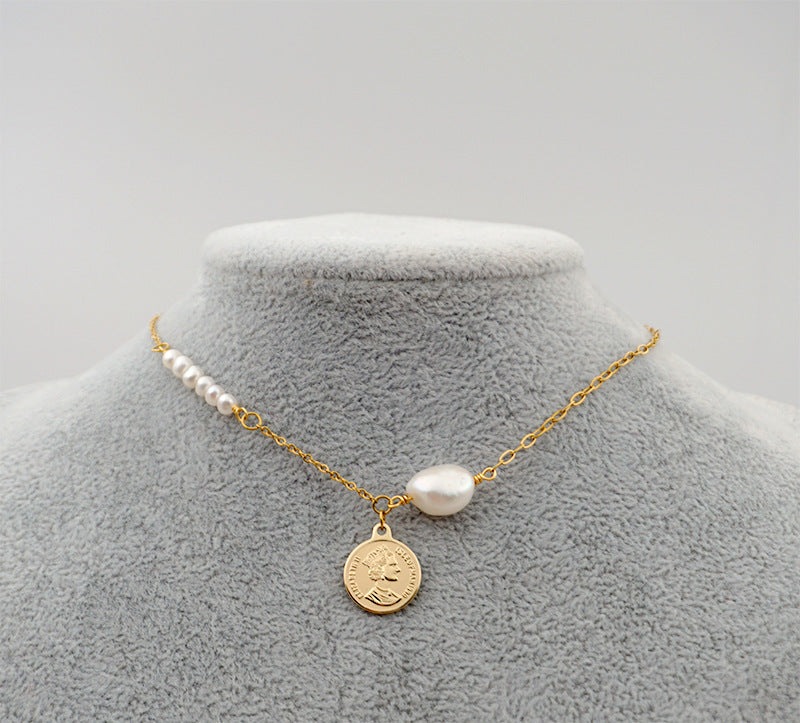 Cadena de clavícula con perlas de personalidad para mujer