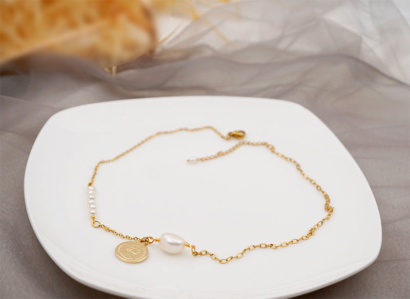 Cadena de clavícula con perlas de personalidad para mujer