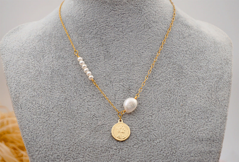 Cadena de clavícula con perlas de personalidad para mujer